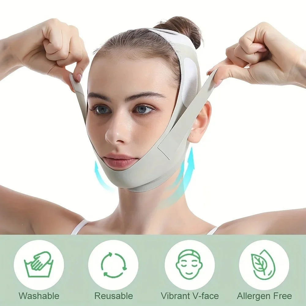 Faixa Modeladora Facial Ajustável em V – Redutor de Papada