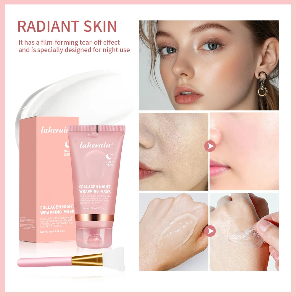 Kit Máscara Facial de Colagénio com Pincel – Efeito Glow Coreano