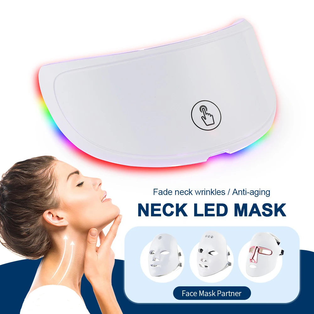 Aparelho de Fototerapia LED Facial e Pescoço – 7 Cores, Sem Fios