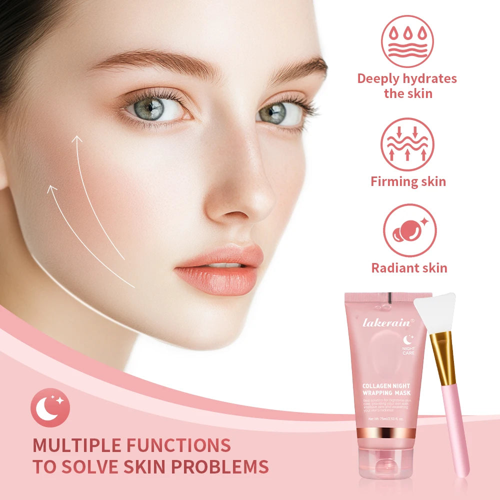 Kit Máscara Facial de Colagénio com Pincel – Efeito Glow Coreano